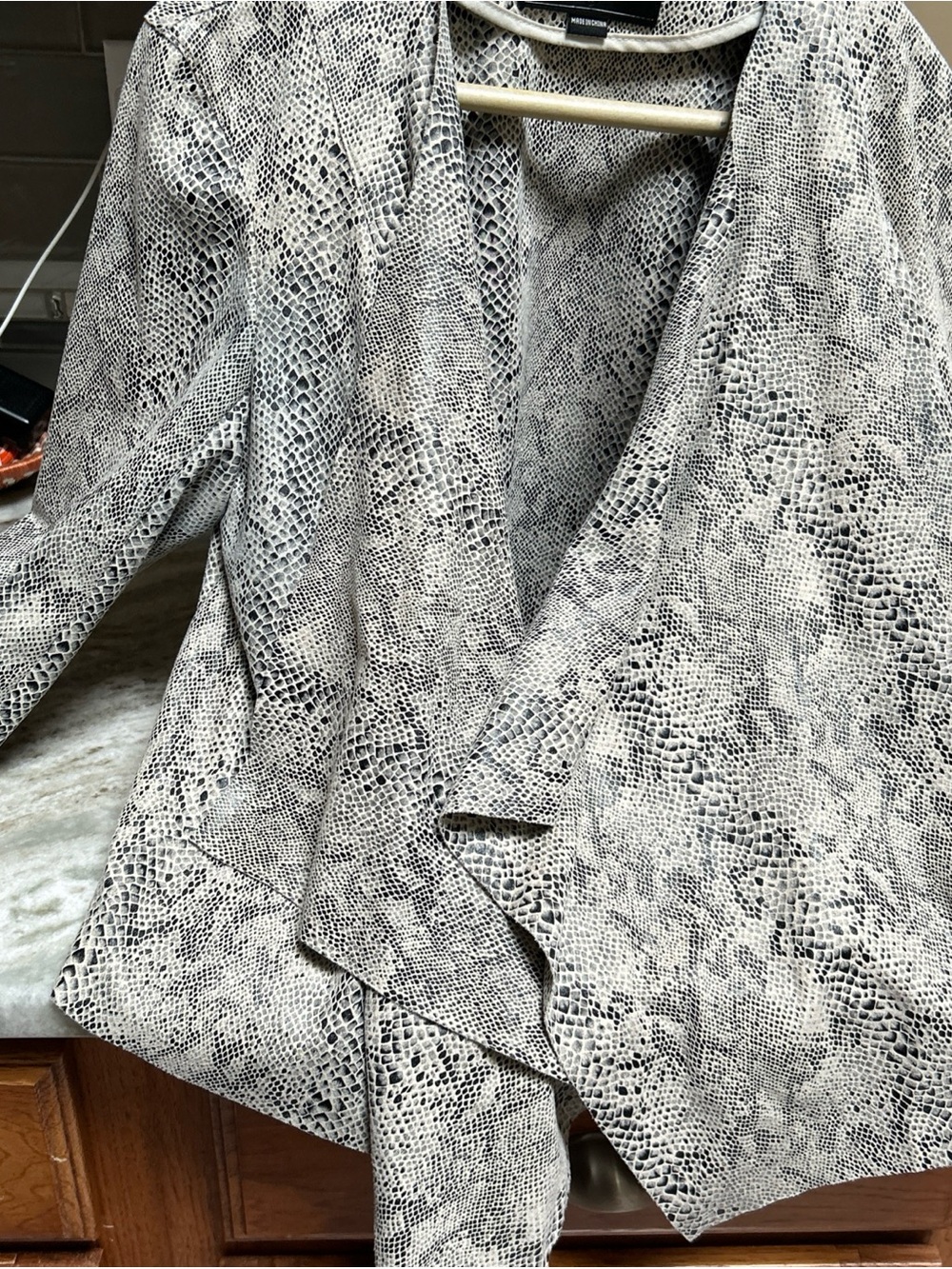 Blank NYC Jacket in Snake Eyes Drape Front Faux Suede Size M